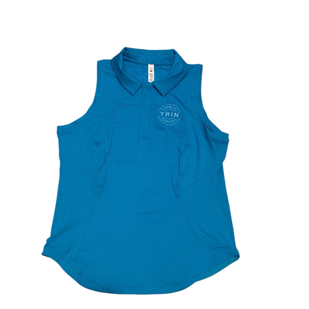 Women's Blue Sleeveless Polo Top
